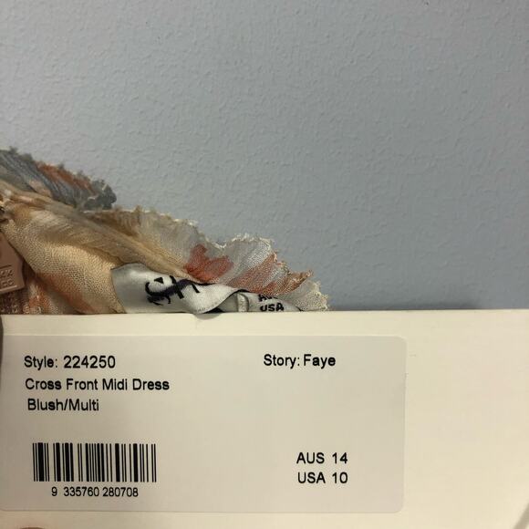 Shona Joy Faye Cross Front Midi Dress in Viscose Blush Size  US 10 - Picture 7 of 8